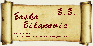 Boško Bilanović vizit kartica